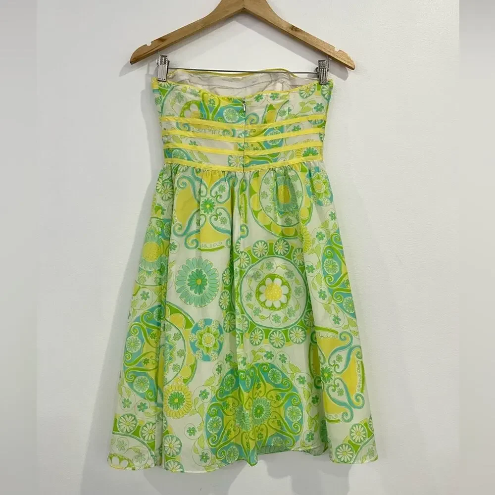 Lilly Pulitzer White Label Silk Katrina Fountain of Youth Strapless Dress 0 - Picture 8 of 15
